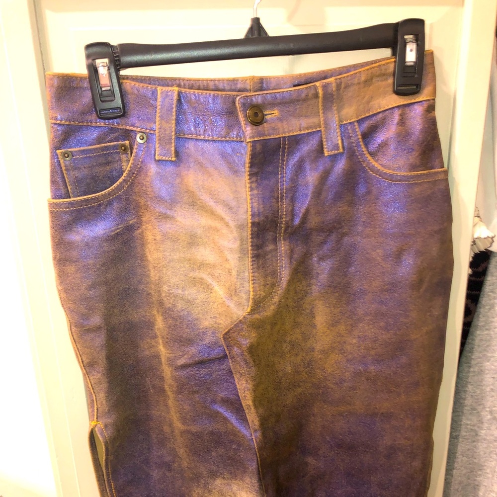 Donald Pliner vintage metallic purple leather skirt